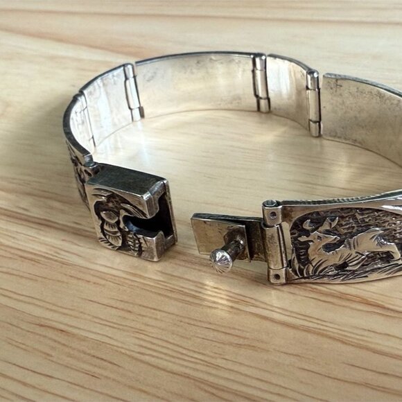 VTG 1980'S Navajo Tommy Jackson Storyteller 925 Sterling Silver Braclet 32 Grams - Picture 9 of 16